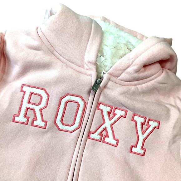 Roxy Girls Hoodie Sweatshirt Lined Sherpa Pink Size Small NWT - Picture 2 of 10